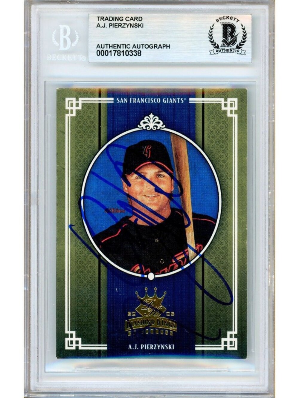 A.J. Pierzynski Signed 2005 Donruss Diamond Kings #200 Giants Card BAS Slab